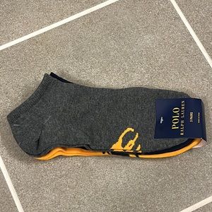 Polo Ralph Lauren 3 pair logo short athletic socks new navy grey gold men 6-12.5